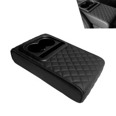 Car Center Console Armrest Pillow, 13.78″×8.27″ Waterproof Leather Black