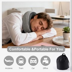 Ergonomic Memory Foam Travel Neck Pillow Set with 3D Eye Mask and Earplugs