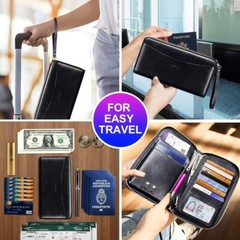 Passport Holder, RFID Blocking Passport Wallet with Zipper 2 Straps, Travel New