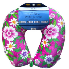 Travel Neck Pillow Wolf Essentials Adult Cozy Soft Microfiber – Pink Floral