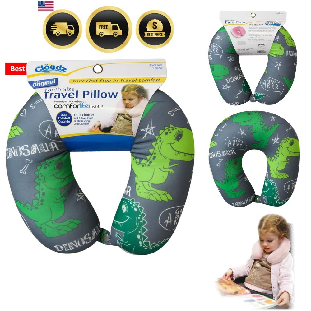 Kids Patterned Microbead Airplane Travel Neck Pillow. Super Soft Cozy Cool Fa…
