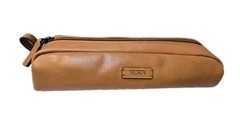 TUMI Tan COWHIDE Brown Leather Zipper Accessory Travel Pouch