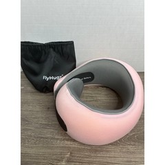 FlyHugz Memory Foam Neck Travel Pillow Pink/Gray with Carry Bag