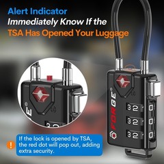 Open Alert TSA Approved Luggage Locks, 6 Pack, Easy One_Size, Black 6 Pack