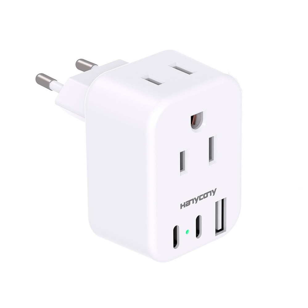 HANYCONY Europe Travel Adapter 2 Outlet 3 USB