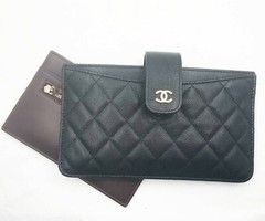 Chanel Classic Black Caviar 2 Set Pouch Long Wallet
