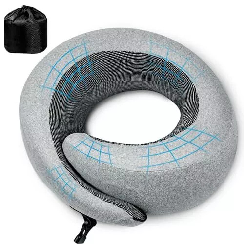 Portholic 2024 Upgraded Neck Pillow w/ Buckle for Travel 100% Pure Memory Foam