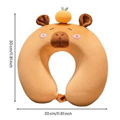 Capybara Neck Pillow Ergonomic Design U-Shaped Travel Pillow Breathable