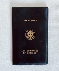 VTG Leather Passport Holder Black w Embossed Gold United States Great Seal USA