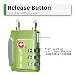 [TSA Accepted] 3 Digit Combination Travel Luggage Suitcase Lock Padlock Reset