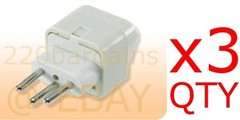 3PK Switzerland Travel Adapter Plug Type J Swiss Electrical Outlet 3 Prong white
