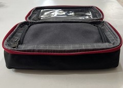 Tumi Alpha Split Kit Travel Black Toiletry Cosmetic Bag Organizer Red Zipper