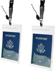 Transparent Passport ID 2 Pack (2 lanyards and XL Badge Holders), Grey/Black