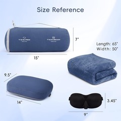 4-in-1 Travel Pillow & Blanket Set with Eye Mask, Memory Foam Neck Support, 5…
