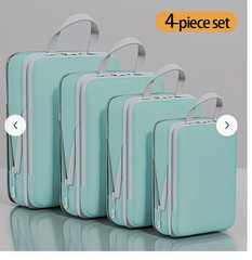 4PCS Compression Packing Cubes Organizer for Travel Suitcases Carry on Light Blu