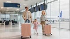Rose Gold 3-in-1 PP Trolley Case 20/24/28in, Non-TSA Lock