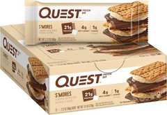 Quest Nutrition S’Mores Protein Bars, 21g Protein, 1g Sugar, 4g Net Carb, Gluten