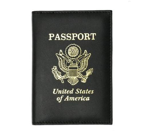 RFID Blocking Premium Leather United States Passport Holder Golden Print Emblem