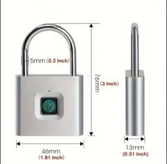 Silver Smart Fingerprint Lock -Rechargeable- Gym Bag Luggage Office+ *US SELLER*