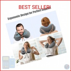 urophylla Inflatable Travel Neck Pillow for Airplanes, Super Soft Velvet Neck Su