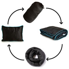 Travel Pillow & Camping Blanket, 3 in 1 Ripstop Nylon Infinity Pillow & Squar…