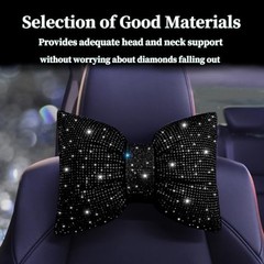Car Headrest Pillow Bowknot Neck Support Pillow for Driver with Bow Tie Black