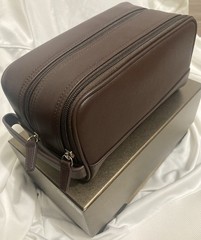 Leatherology Small Double Zip Toiletry Bag Brown