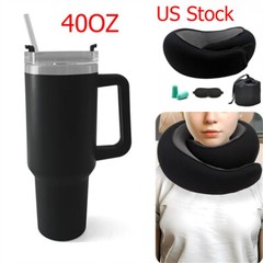 Travel Neck Pillows for Car Plane Comfort Support Head with 40OZ Vacuum Tumbler
