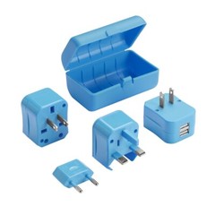 Lewis n Clark Global Travel Plug Adapter includes USB Charger and Travel Case