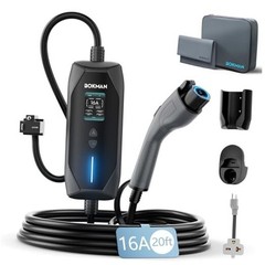 Portable Level 2 & Level 1 EV Charger (240V, 16A) Cable 20ft 16A (NEMA 6-20)