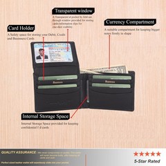 Men’s Slim RFID Blocking Wallet – Top Grain Leather Bifold with 10 Card Sl