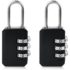 2-Pack Customizable Black Luggage Locks – Set Your Own Combination, Secure Tr…