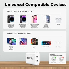 40W Dual Type C PD 4.0 Wall Plug Adapter Fast Charger For iPhone 17 16 15 14 13