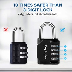 Combination Lock, 4 Digit Padlock for School Gym Sports Locker, (2 Pack, Black)