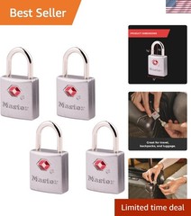 TSA Approved 4-Pack Keyed Luggage Locks – Solid Brass for Enhanced Travel Safety