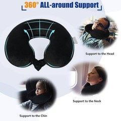 Almohada de viaje de espuma viscoelástica 100 % pura para el cuello, almohada.