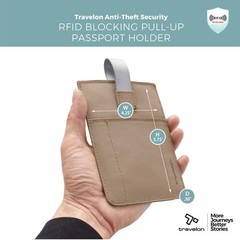 Travelon RFID Blocking Pull Up Passport holder 4.25”W x 5.75”H x 0.30”D, Late
