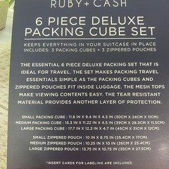 RUBY + CASH “Deluxe” 6 Piece Packing Cube Set Travel Bags Vacation Cruise Resort