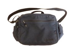 LL Bean Shoulder Bag Messenger Navy Blue Zipper Carry On Embroidered Travel