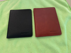 2 BAPHITY Genuine Leather RFID Blocking Passport Holder Wallets Brown & Black
