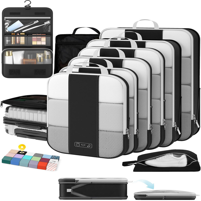 10 Set Compression Packing Cubes For Travel Essentialscompressible Expandable