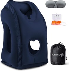 Inflatable Travel Pillow Set with Eye Mask and Earplugs