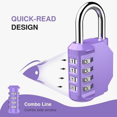 4 Pack Combination Lock Multicolor for Locker 4 Digit Outdoor Waterproof Padl…