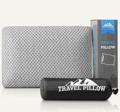 Memory Foam Travel Pillow Grey Standard/Head Pillow with Carry Bag