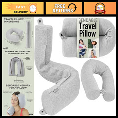 Adjustable Memory Foam Travel Pillow – Bendable Neck Support for Airplane, Car,