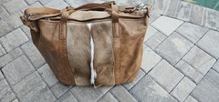 Natural Cowhide Duffle Bag Handmade Leather