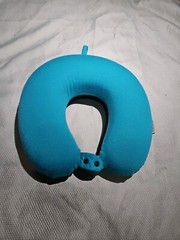 Smooth Trip Travel Memory Foam Blue Neck Pillow Airplane Snap Comfort
