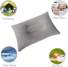 2 Pack Small Inflatable Travel Pillows Ultralight Neck Lumbar Support Gray