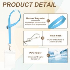 12Pack Lanyards for ID Badges, Lanyards for Keys, Sky Blue