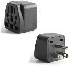 2 Pack US Travel Plug Adapter, UK/EU/AU/CN to USA Grounded 3 Prong Power Convert